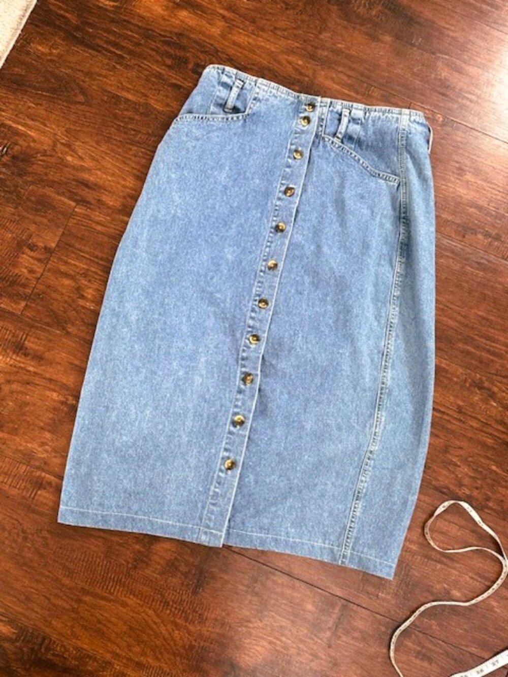 Vintage Gloria Vanderbilt Denim Midi Skirt Button Front Size 16 90s - Picture 6 of 12